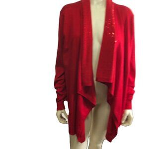 DKNY WOMEN‎ OPEN RED HOLIDAY DRAPE CARDIGAN SIZE MD/LG